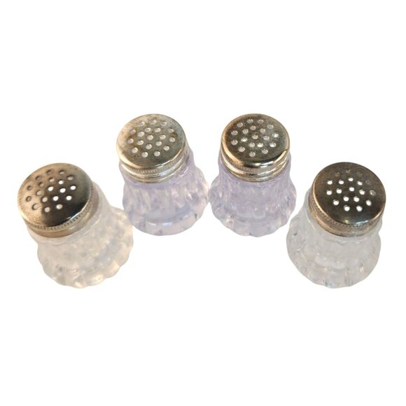 Vintage Miniature Acrylic Salt & Pepper Shakers With Screw-On Metal Lids Set Of - Picture 2 of 8